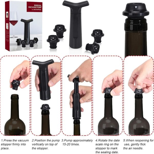 StitchesandTweed Wine Saver Manual Pump with 2 Stoppers on Sale