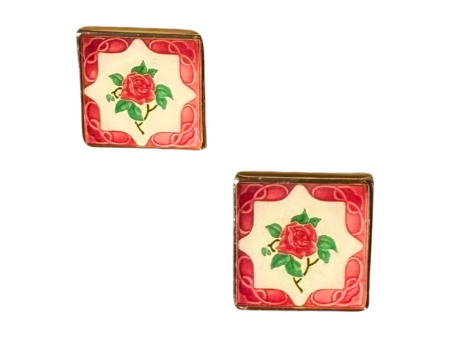 [Rare Bird Collection] Peranakan Tile Stud - Rosy Pink Supply