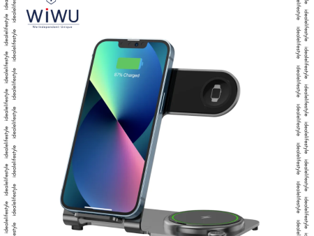 WiWU Wi-W005 3 in 1 Charging Station Metal - Aluminum Alloy Multi Fast Wireless Charger Stand Docking Hot on Sale