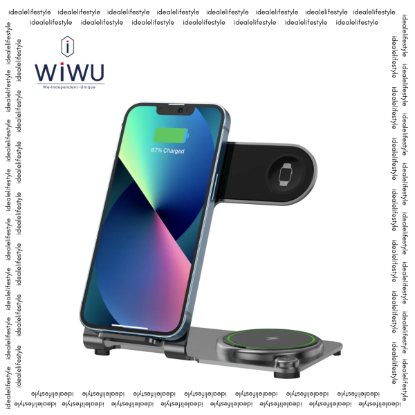 WiWU Wi-W005 3 in 1 Charging Station Metal - Aluminum Alloy Multi Fast Wireless Charger Stand Docking Hot on Sale