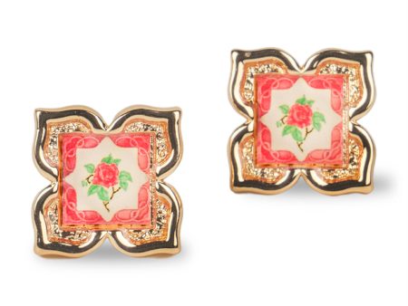 [Rare Bird Collection] Peranakan Floral Stud - Rosy Pink Hot on Sale