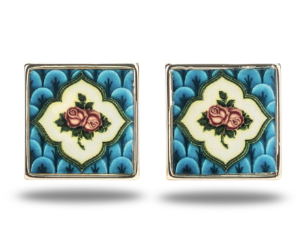 [Rare Bird Collection] Peranakan Tile Stud - Blue Discount