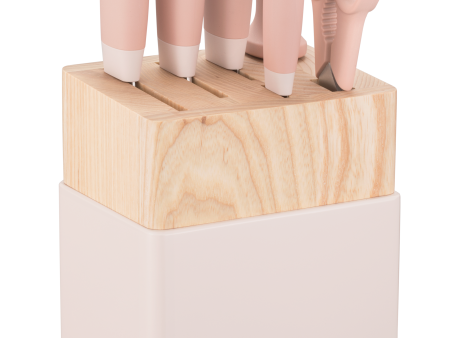 Zwilling Now S Knife Block Set, 7 Pieces ( Pink ) - Chinese Chef S Knife, Chinese Chopper Or Cleaver, Santoku Knife, Vegetable Knife, Sharpening Steel, Multi Purpose Shear And Wooden Block Online now