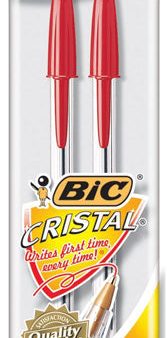 BIC - Cristal Stic Ball Pens Medium Red - 2 Pack Online Hot Sale