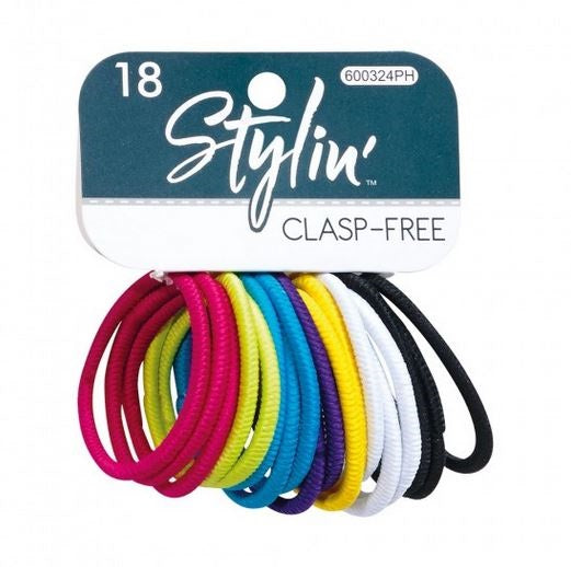 SHALOM - Stylin  Clasp Free Bright Ponyholders - 18 Pack Supply