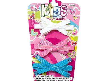 SHALOM - Kids Bundle O  Braids Ribbon Bow Barrettes - 3 Pieces For Sale