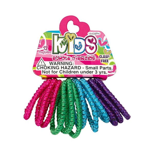 SHALOM - Kids Bundle O  Braids Clasp Free Elastic Ponyholders - 12 Pack Online