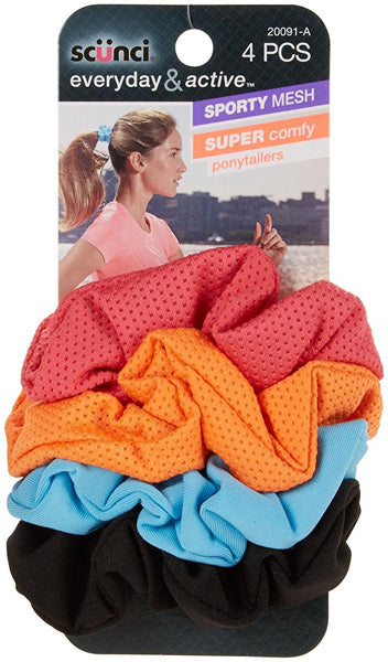 SCUNCI - Everyday & Active Mesh and Solid Twisters - 4 Pack Fashion