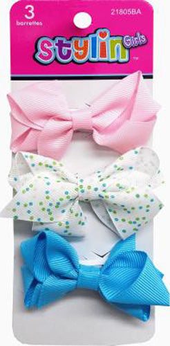 SHALOM - Stylin  Bow Barrettes with Fabric Bow - 3 Pieces For Cheap